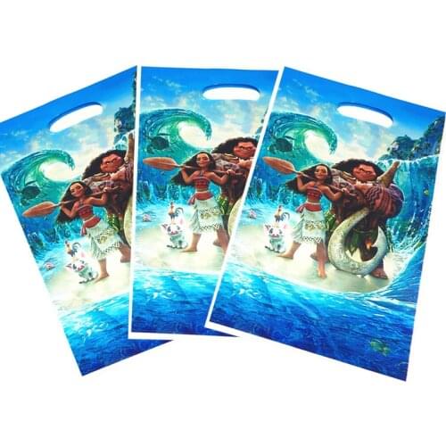 100pcs Moana Theme Decorations Loot Bag Kids Boys Favors Happy Baby Shower Candy Gifts Bags Birthday Party Events Supplies