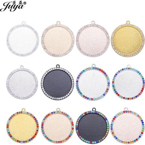 60PCS Diamond Cabochon Pendant Base DIY Jewelry Making For Pendant Necklace 30/25/20mm Alloy Tray Crafts jewellery Findings