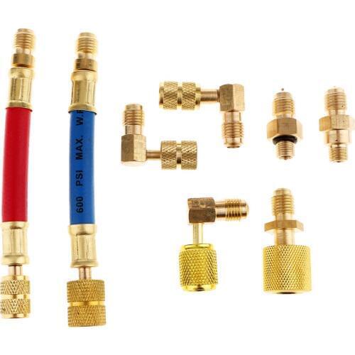 8 Pieces Car Truck A/C Refrigeration R134A R12 Converting Adapter Hose Kits