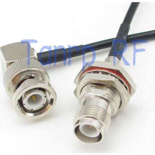 6in RP-TNC female jack to BNC male right angle RF connector adapter 15CM Pigtail coaxial jumper cable RG174 extension cord