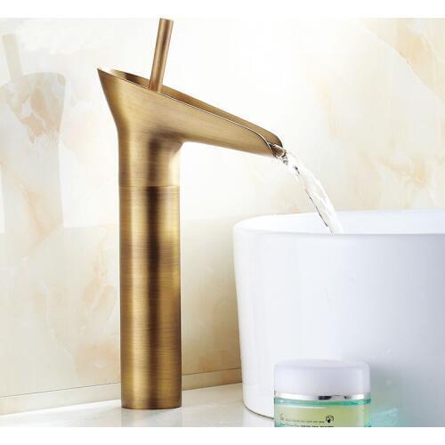 Free Shipping European single hole basin faucet mixer tap vintage, Antique bass bathroom sink basin faucet hot and cold Whosale