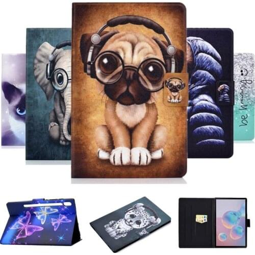 Case For Samsung Galaxy Tab S6 10.5'' t860 t865 Thin Cartoon animal pattern PU Leather Card Cover for samsung galaxy tab s6 case