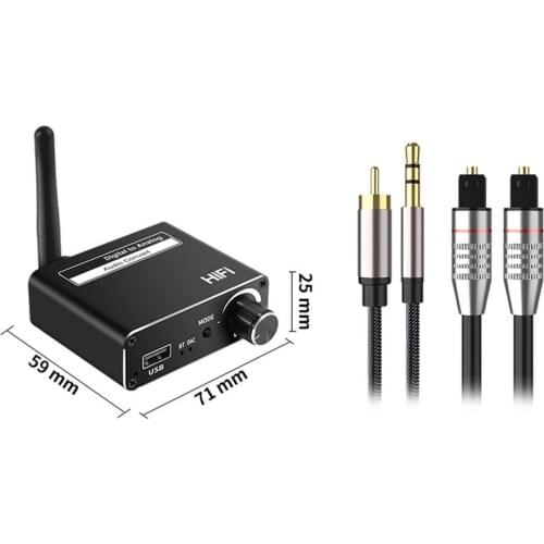 192kHz Digital To Analog Audio Converter With Blue-tooth-compatible Receiver Wireless Transmitter DAC Audio Optical To RCA 3.5mm
