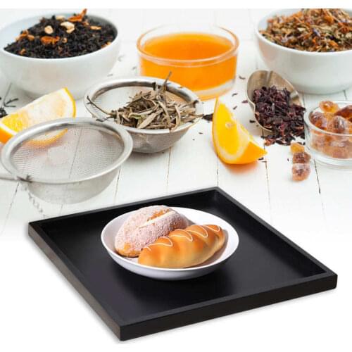 Wooden Black Tea Tray Anti-Slip Fast Food Storage Tray Fruit Bowl Container Serving Table For Home Office Hotel Restaurant