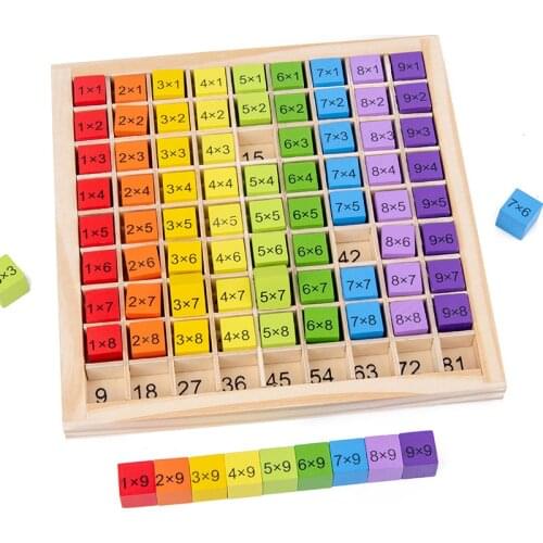 Montessori Children Educational Toys Math Wooden Multiplication Arithmetic Board Game Teaching Learning Wood Kid Mathematics Toy