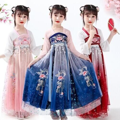 Children Hanfu Chinese Ancient Perform Costume Girls Folk Dance Wear Kids Fairy Cosplay Clothes Oriental Ancient Prince Suit