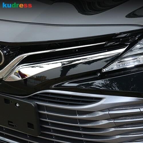 For Toyota Camry XV70 2017 2018-2020 ABS Chrome Car Front Upper Racing Grille Stick Cover Trim Auto Accessories Moulding 2pcs