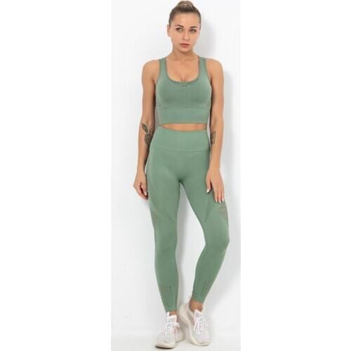 Women Sports Suit Gym Yoga Suit High Waist Seamless Leggings Set Tight Workout Set Athletics Exercise Tracksuit Wives Sportswear