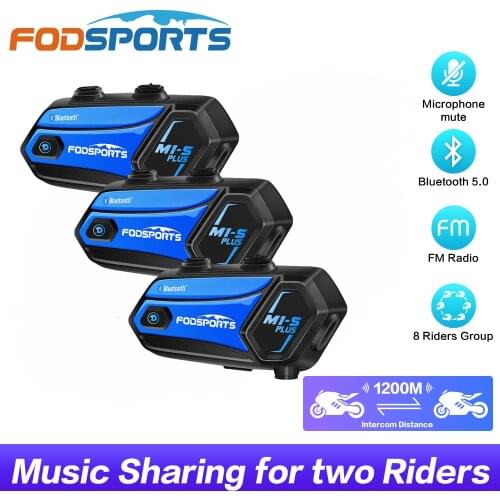 Fodsports M1s Plus Motorcycle Helmet Intercom Bluetooth Headset 8 Riders Group Intercomunicador Moto Mute Micphone Music Sharing