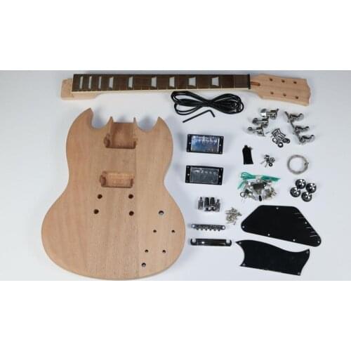 Unfinished Electric Guitar Kit Mahogany Body Chrome Hardware Grover Tuner