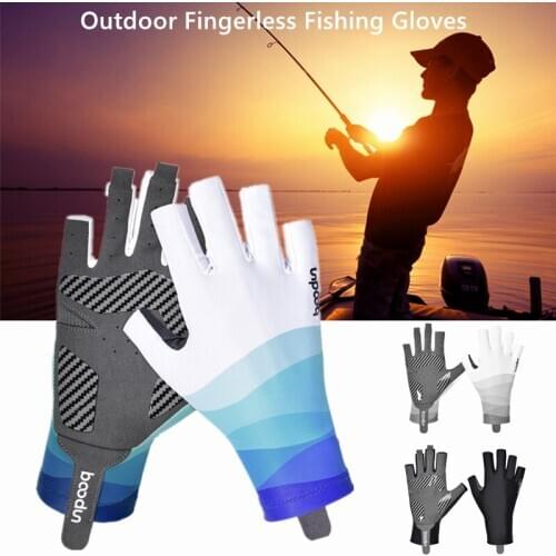 1Pair Summer Outdoor Fingerless Fishing Gloves UV Sun Protection Ultra-thin Anti-slip Gloves