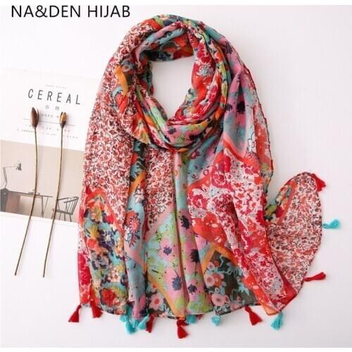 Hot sale Viscose HI-Q flower print shawls Women Headband pendant Muslim hijab Summer beach wraps Tropical scarves 10 pcs/lot