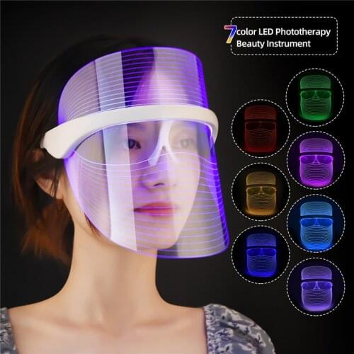 CkeyiN 7 Color LED Photon Facial Mask Cordless Wrinkle Removal Beauty Mask Anti Acne Skin Rejuvenation Face Mask USB Charging