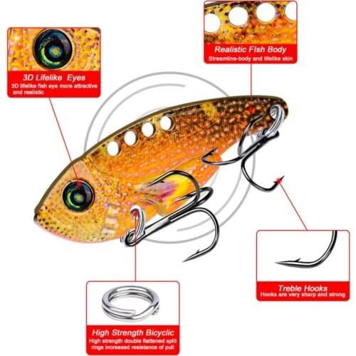 2019 Metal VIB Lures Vivid Vibrations Spinner Fishing Bait Artificial Hard Jigging Bait 3D Eyes Fishing Lure Spoon Lure