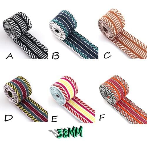 Multicolor 1.5 inches Retro Ethnic Style Striped Cotton Webbing Belt Dog Collar Webbing DIY Garment Textile Sewing Accessories