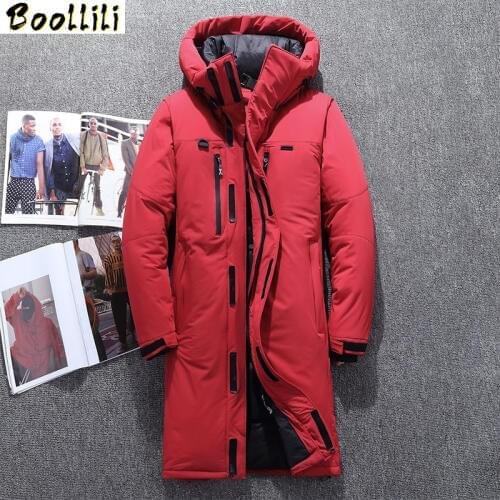 Boolili 2020 Mens Winter Jacket X-Long Down Coats Men White Duck Down jacket Male Slim Fit Warm Parka High Quality Long Coat