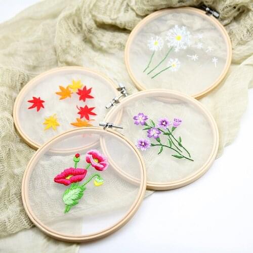 Plant Flower Leaf Pattern Beginner Organza Embroidery Kit Needlework Cross Stitch Set Student Creative Handwork Crafts Material