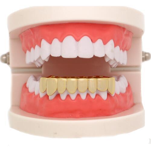 Hip Hop Irregular Teeth Grillz Set For Unisex Gold Silver Color Bottom Teeth Caps For Party Tooth Grills Body Jewelry Gifts