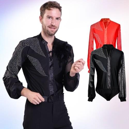 New Latin Dance Top Adult Practice Clothes MenS Latin Performance Clothes Long-Sleeved Rumba Latin Competition Clothes DN8823