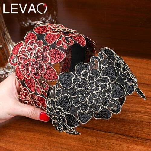 Levao Wide Hook Flower Hair Hoop Head Band for Women Headwear Lace Flowers Headband Hairband Girls Hair Bezel Accessories