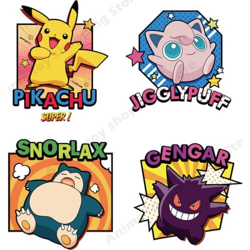 Pokemon Iron on heat Transfers Clothing Patches Pikachu Sewing T-shirt Pants Bag DIY Decration Cute Cartoon Sticker Kids Gifts