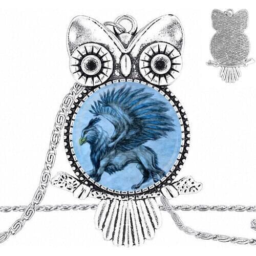 EJ Glaze For Women Girls Snow Griffin Jewelry Fashion Statement Necklace Glass Necklaces Pendants