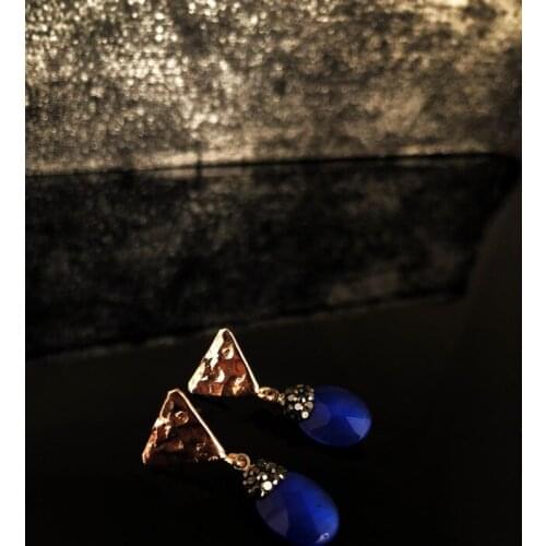 Dr Stone Natural Stone Women 'S Cat 'S Eye Stone Rose Gold Plated Earrings RYL 439800074