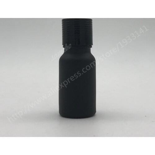 10pcs/lot 10ml Matte Black Glass Bottle with Reducer for Essential oil 10CC make up glass bottle with screw on lid