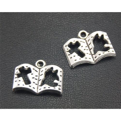 10Pcs Silver Color Cross And Dove Bible Charm Accessories For Jewelry Making A918