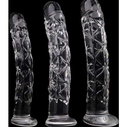 3Size Smooth Crystal Big Glass Dildo Realistic Artificial Penis G-Spot Stimulate Anal Dildos Sex Toys For Women/Men Masturbates