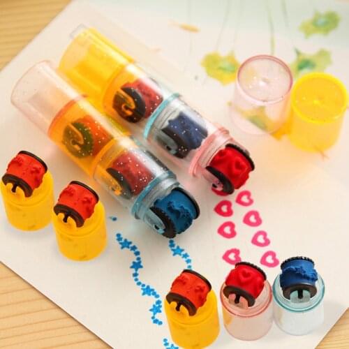 3 in 1 Assorted Stampers Roller Seal Toy Hearts Stars DIY Scrapbooking Painting Photo Album Decor for Children Kids Girls Gifts