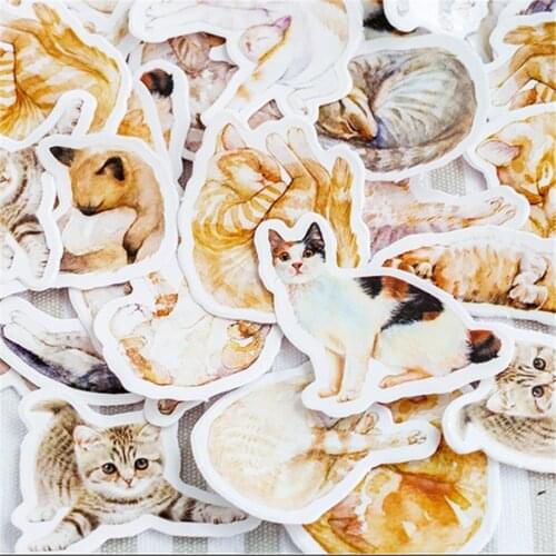 45pcs Stationery Cats w16 Student Supply Lovely Masking Decoration Photo w34s Stationery Adhesive w45 Sticker