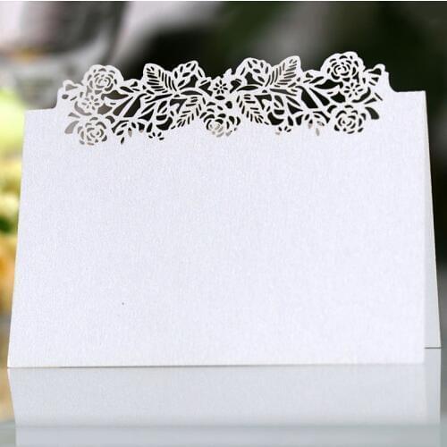 50pcs Laser Cut Rose Butterfly Table Name Place Cards Guest Message Setting Cards Wedding Event Christmas Party Favor Supplies