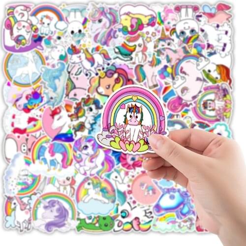 50Pcs Waterproof Cute Stickers for Unicorn Cartoon Animal Sticker Graffiti To DIY Luggage Notebook Laptop Phone Guitar Decals