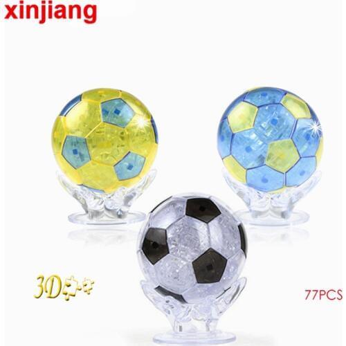 77PCS DIY 3D Football Crystal Blocks Flashing Hands Hold Soccer Building Blocks Toys Home Decoration Building Toys