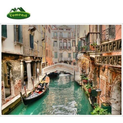 3D DIY FULL Diamond Mosaic Cross Stitch Kits Diamond Painting Venice Street Diamond Embroidery Unfinish Decorative Wall Stickers