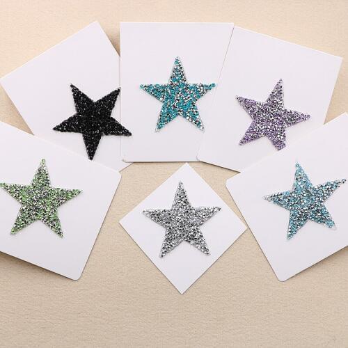 Multiple Sizes Crystal Rhinestone Star Patches for Clothing Iron on Clothes Appliques Badge Stripes Diamond Pentagram Stickers