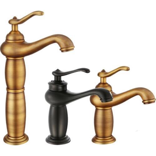 Bronze and Black Colors Brass Material Deck Mounted Cold & Hot Water of Lavatory Faucet