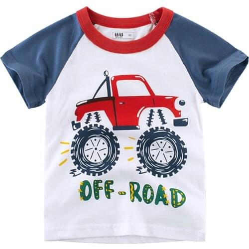 Children T-Shirts Clothing Tops Short Sleeves Summer Cotton Car Printing Machine Boys Kids Girls Tee for 2-8 Years Tops