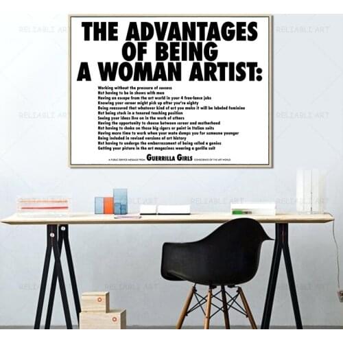 French The Advantages of Being a Woman Artist Posters Prints Quote Canvas Painting Wall Art for Living Room Home Decor Cuadros