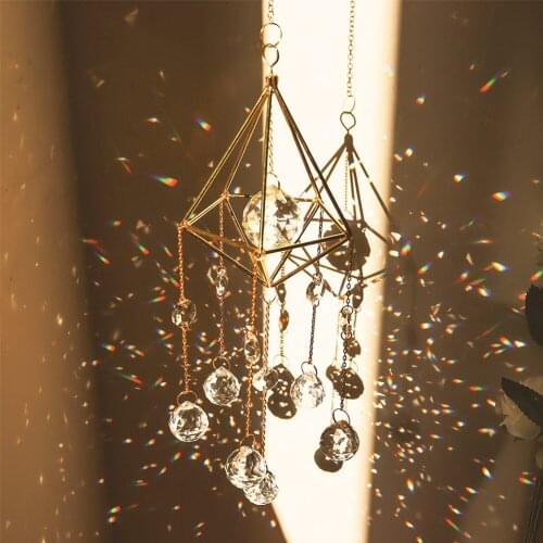 Crystal Windchimes Star Moon Pendant rystals Ball Prism Sun light Catchers pendant Home Garden Decor Celestial Gift Car Charm
