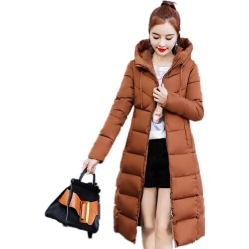 Cotton-padded Limited Zipper Slim Full Jacket 2019 New Korean Student Winter Overknee Long Fund Thickening Cotton Easy Clothes