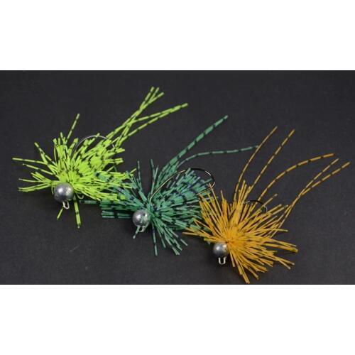 L59J Mixed color 5pcs/set (3.5g+5g+7g) Silicone Jig Head Skirt Beard Fishing Lures Fly Rubber Swim Bass Hook Bait Para Lures