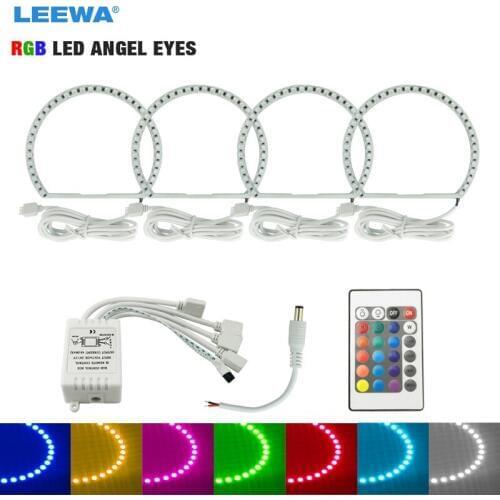 LEEWA 4X146mm Car RGB LED Angel Eyes Halo Ring Light Wireless Remote Control for BMW E46(98-01) Vorfacelift Headlight #CA3200