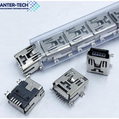 Micro USB 5Pin SMD Jack Connector socket Data charging port tail plug Copper and Iron Female Mini USB T-port