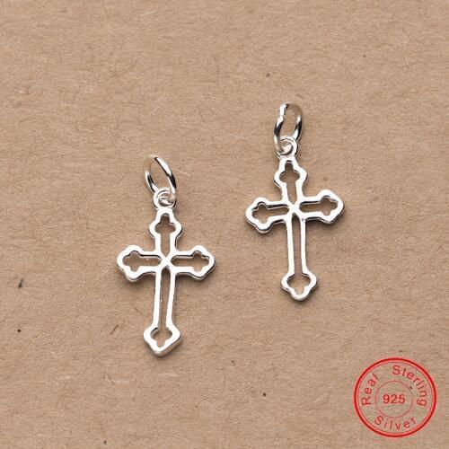 UQBing Fashion Women Men 925 Sterling Silver Hollow Cross Charm Pendant Beads For Women DIY Pendant Necklaces Jewelry Findings