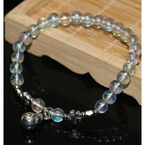 New arrival special design electroplate multicolor crystal glass 6mm fashion women bracelets jewelry making 7.5inch B2115