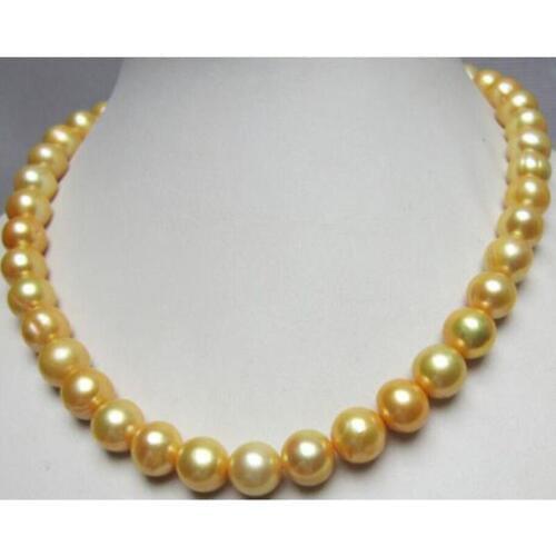 11-12mm baroque freshwater gold pearl necklace18inch 925silver