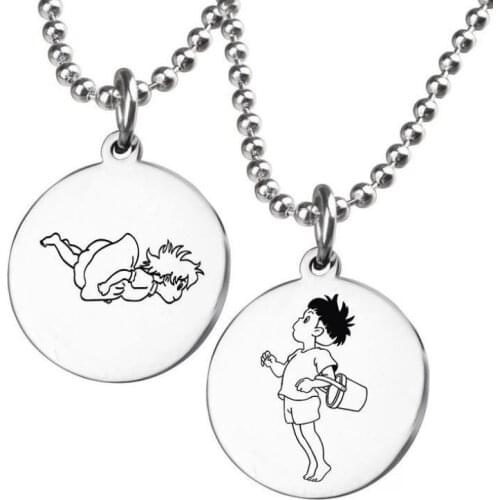 Ponyo on The Cliff Pendant Ponyo Sosuke Necklace Stainless Steel Pendants Necklaces Women Men Couple Accessories Lover Gifts