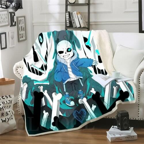 Thicken Blanket Anime Undertale Sans Printed Teenager Home Decoration for Sofa Office Nap Throw Blanket Airplane Travel Quilt